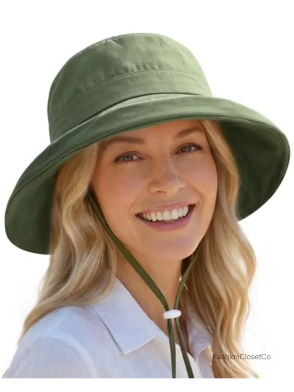 Wide Brim Ponytail Sun Hat UPF 80+ Cotton Foldable Bucket Hat